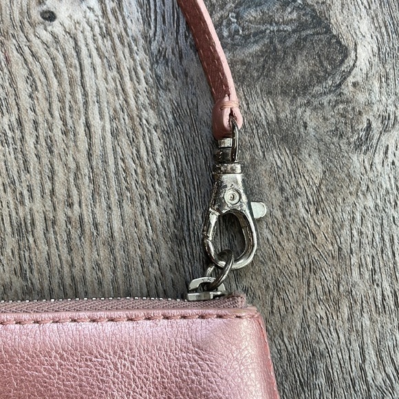 Michael by Michael Kors Mini Pink Metallic Leather and Rhinestone Wristlet Purse - Picture 3 of 9